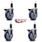 Service Caster 5'' Blue Poly Swivel 1-1/4'' Expanding Stem Caster Set with Brake, 4PK SCC-EX20S514-PPUB-BLUE-PLB-114-4 - alternate 2